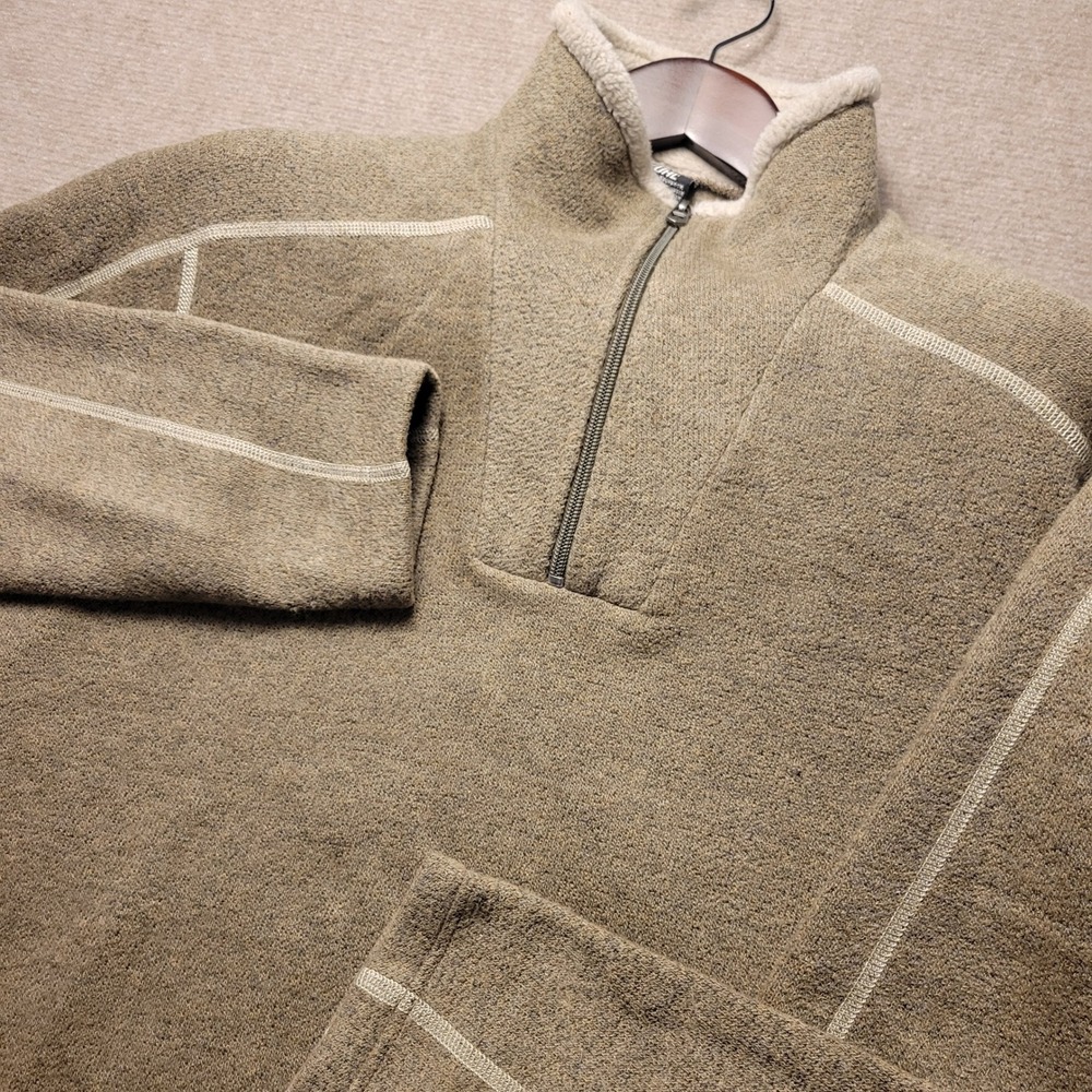 Kuhl Fleece Pullover Men M Brown Tan 1/4 Zip Shearling Collar Heavyweight Jacket